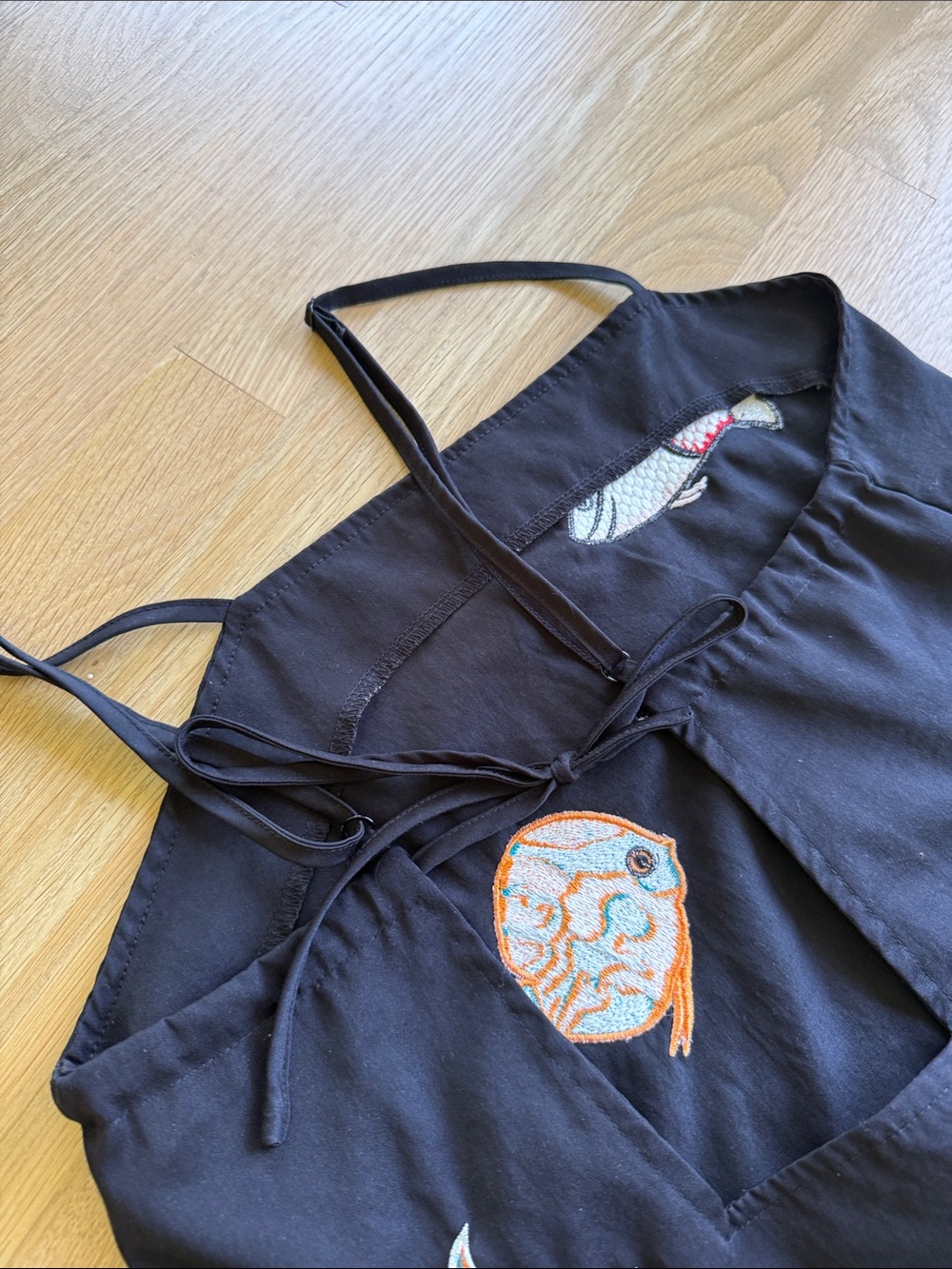 Black Embroidered Fish Slip Dress - Picture 4 of 4